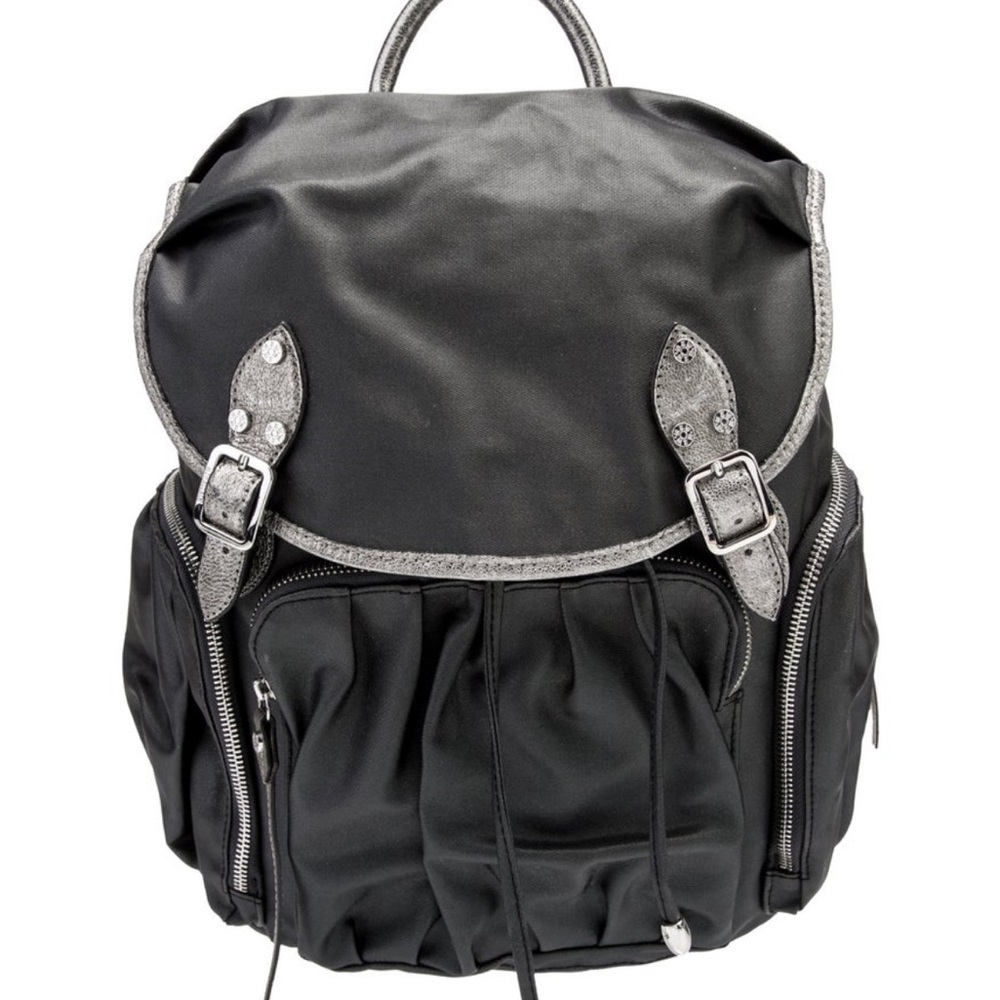 MZ Wallace nylon w/ leather trim. 4 Interior Pockets. Adjustable straps.